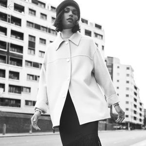 Zara wool blend overshirt jacket ecru shacket